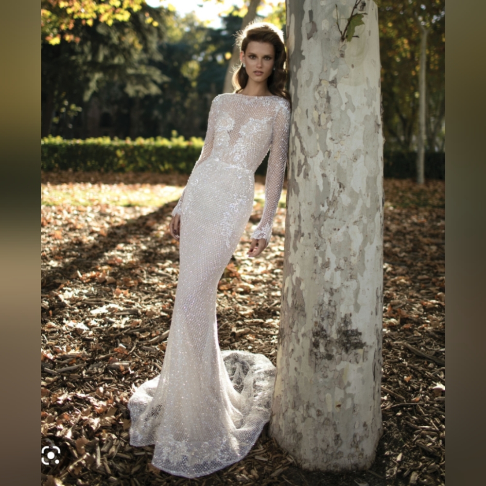 💯 Berta 16-09 Beaded Wedding Dress Size 0 XS Custom $15k More Pics